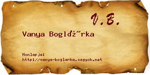 Vanya Boglárka névjegykártya